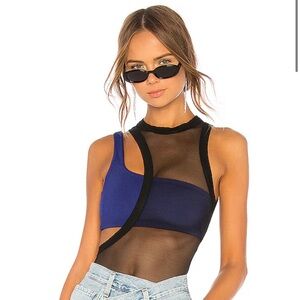 Black and Blue Mesh Women's Top